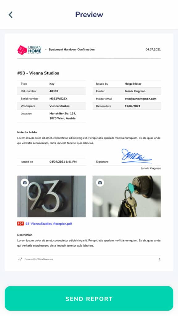 Wowflow Facility Management Software Screenshot - Berichterstellung automatisiert für mehr Zeit