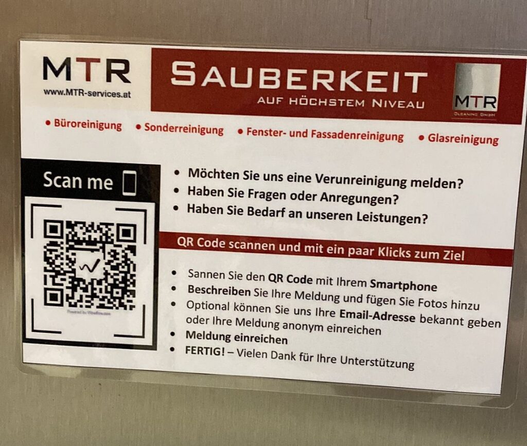 Wowflow Erfahrung MTR Cleaning Einsatz von QR-Codes