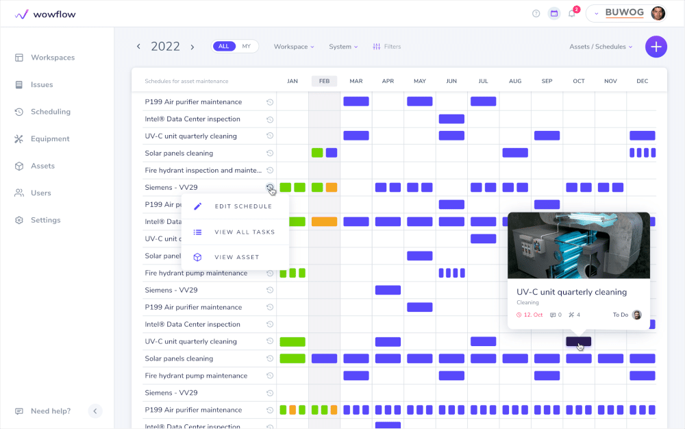 Neues Feature Anlagenmanagement Wowflow Facility Services Software
